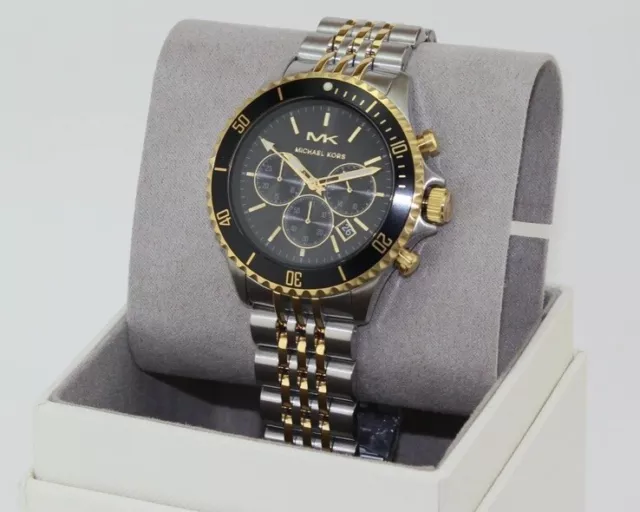 Original MICHAEL KORS BAYVILLE SILVER GOLD BLACK CHRONO MEN'S MK8872 WATCH