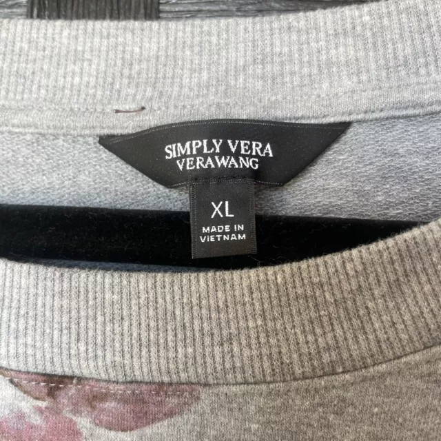 Simply Vera Wang women's size XL sweatshirt gray With Purple Flowers Bling 3