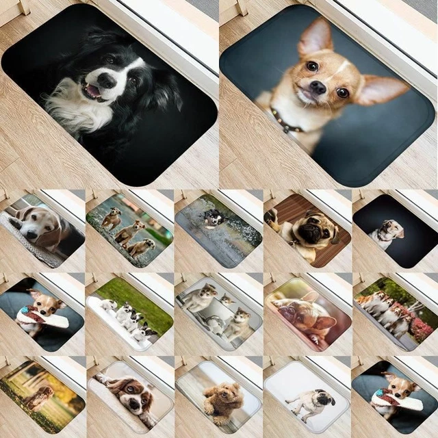 Cute Pug Dog Pattern Anti-Slip Suede Carpet Door Mat Doormat Outdoor Kitchen