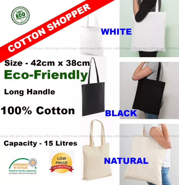 Wholesale cheap high quality cotton tote bags Shopper Plain Canvas Printing 3