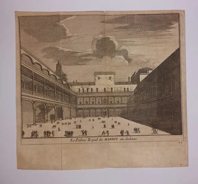 Grabado SXVIII Palais Royal de Madrit Palacio Real de Madrid [1707]P. Van der Aa
