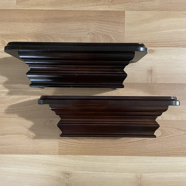 The Bombay Company 12” Mahogany Wood Accent Wall Floating Shelf Set of 2