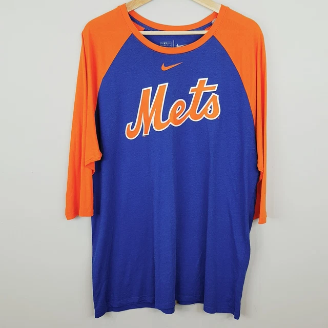 MLB NEW YORK METS Nike Mens Size XL 3/4 Sleeve Crew Neck Top