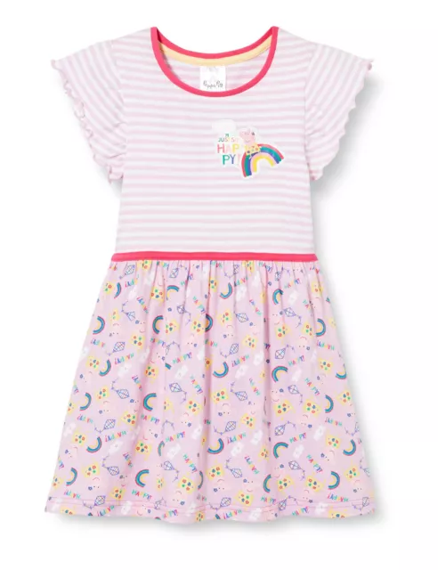 Girls Peppa Pig Dress Summer Toddler Kids Childrens Rainbow Outfit Short Sleeve