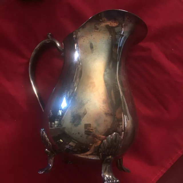 Vintage Leonard Silverplate Water Pitcher Footed with Ice Lip USED