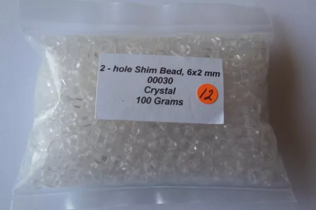 SHIM BEADS 2-HOLE 6X2MM CRYSTAL 100 gr 00030 NEW