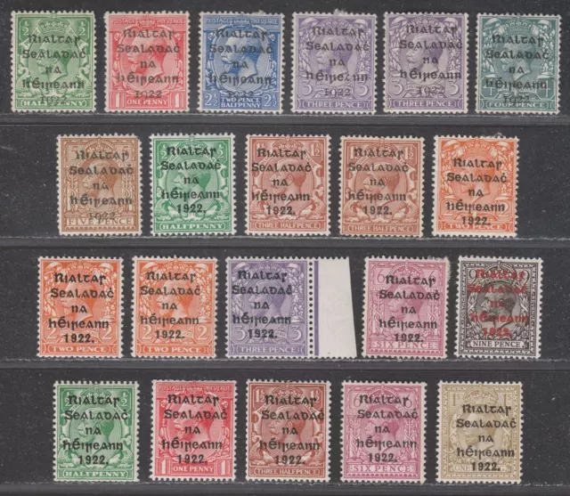 Ireland 1922 Provisional Government Overprint Selection to 1sh Mint