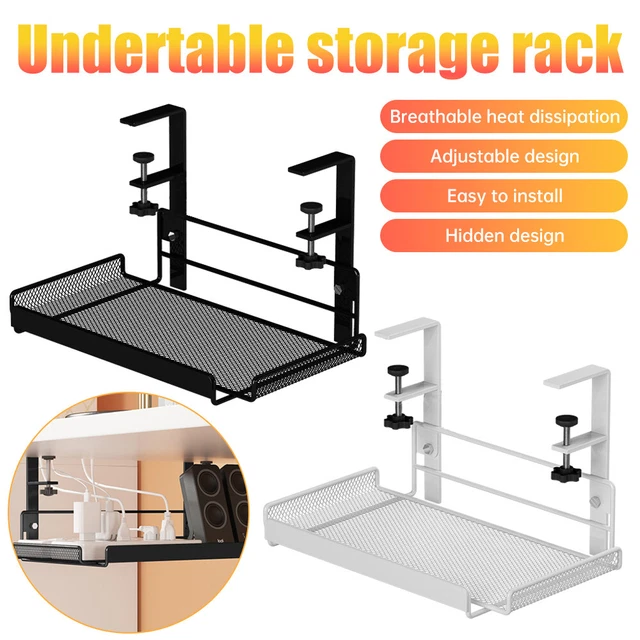 UNDER DESK CABLE Tray Management No Drill Tidy Wire Cord Storage Rack ...
