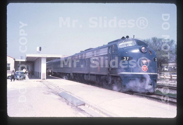 Duplicate Slide MP Missouri Pacific Lines E8A 37 W/Passenger Train Austin TX