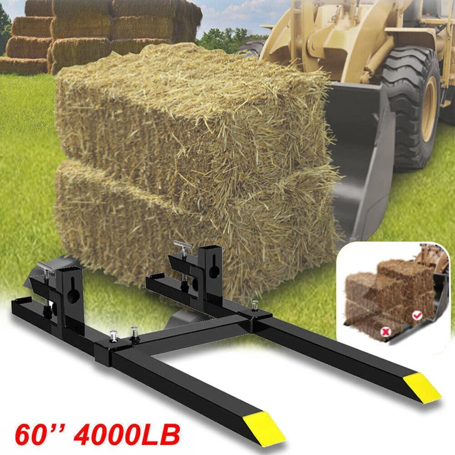 4000Lbs 60" Tractor Clamp On Pallet Forks Bucket Quick Attach W/ Stabilizer Bar