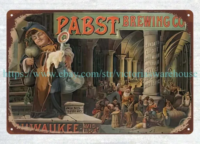 bathroom wall hangings PRE PRO PABST BREWING CO beer drink metal tin sign
