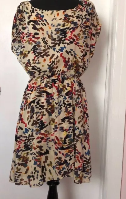 ALICE+ OLIVIA Women's Silk Blend Dress Elastic Waist Medium Size M Multicolor