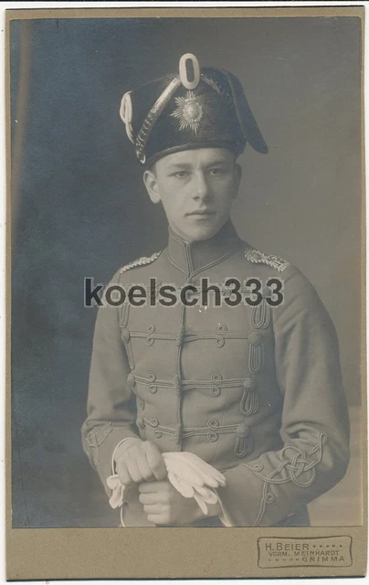 Foto CDV Portrait Reiter Königlich Sächsisches 2. Husaren-Regiment Nr. 19 Grimma