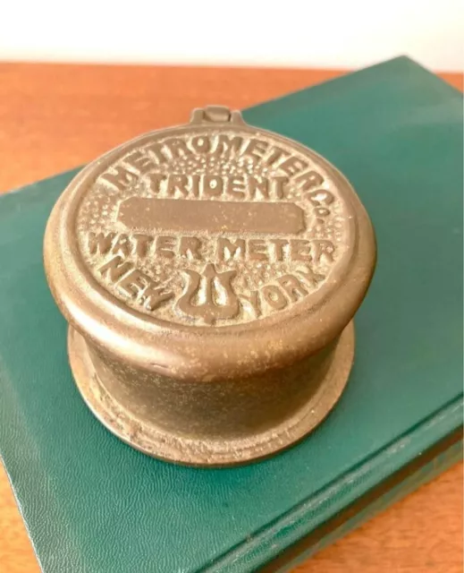 Vintage Brass Metrometer Co Trident Water Meter Box