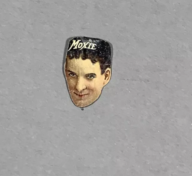 RARE Antique Early 1900s Advertising MOXIE Soda Boy with Cap Lapel Pin