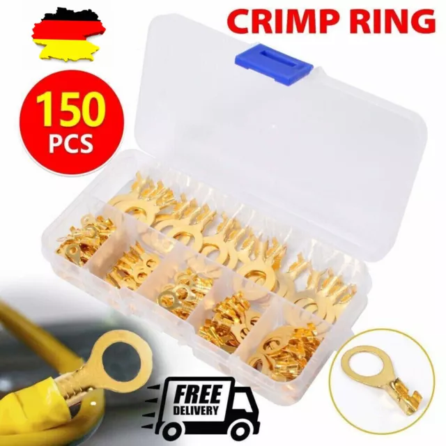 150-tlg Set Ringkabelschuhe Messing Crimp Ringösen Ringzungen Satz M3-M10