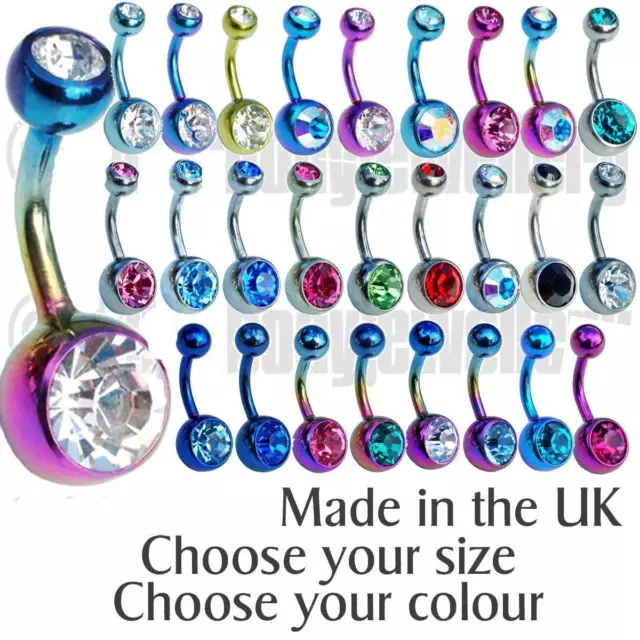 TITANIUM BELLY BARS 6mm 8mm 10mm 12mm 14mm Solid Grade 23 MADE IN THE UK