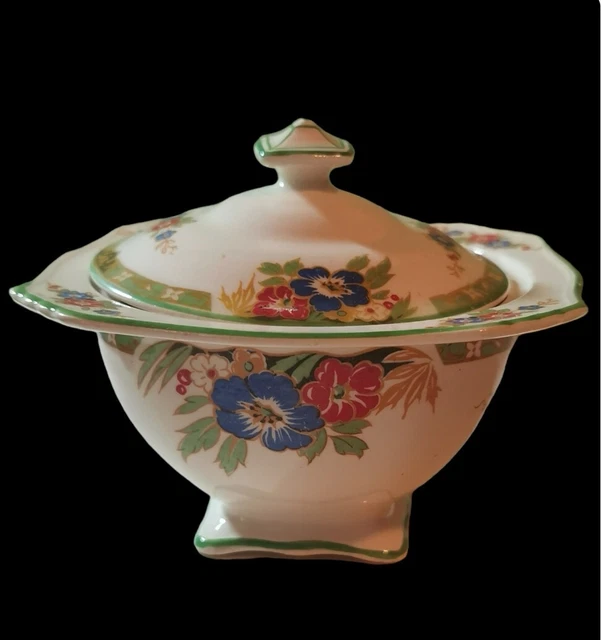 Chester Grimwades Floral Royal Winton Cream Creamer Sugar Bowl Lid Set 2