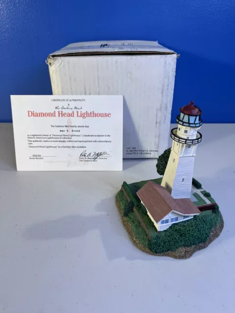 Diamond Head Lighthouse Hawaii, Danbury Mint Historic American 1994 Orig Box/COA