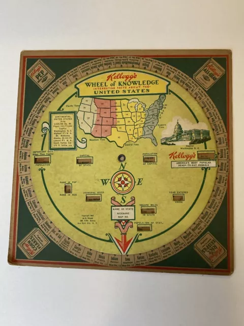 Vintage Advertising Kellogg Wheel of Knowledge c.1932