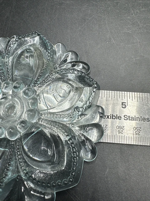 Set 2 Antique Victorian Aqua Glass Curtain Tie Backs 4 1/2" with Hardware 7