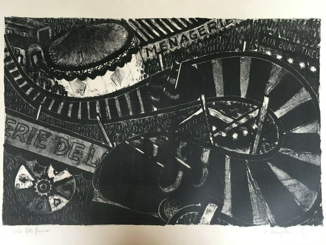 LITHOGRAPHIE LA FETE Dans La Cour Karen Tual N° 9/200 EUR 90,00