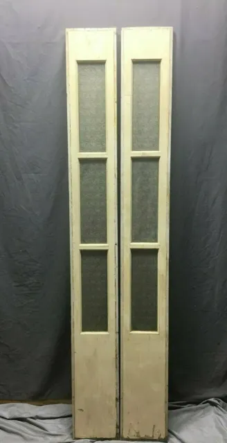 Pair Antique 3 Lite Privacy Glass Entryway Sidelights Yellow 9x75 389-20B