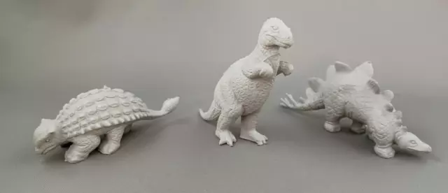 Marx Medium Mold Light Gray Vintage 1950s Plastic Dinosaurs Prehistoric Lot of 3