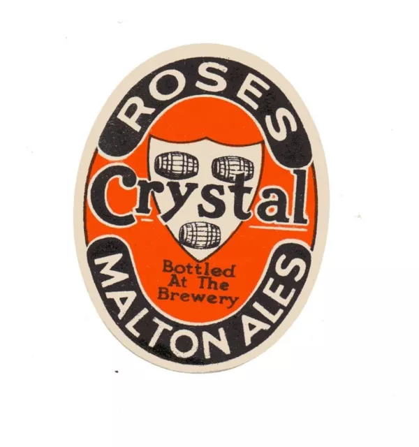 OLD BREWERY BEER LABEL - UK -  CHAS ROSE - CRYSTAL - 70mm TALL