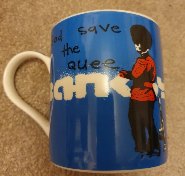 Taza china Banksy Guardsman - God Save the Queen - arte impreso - rara