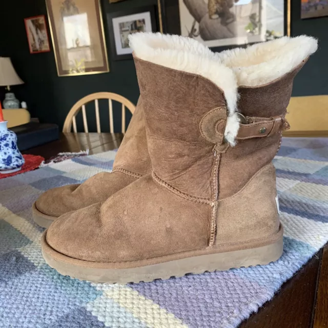 Ugg Boots Womens 9 Wool Nash Genuine Shearling Lined 1012446 Chestnut Brown