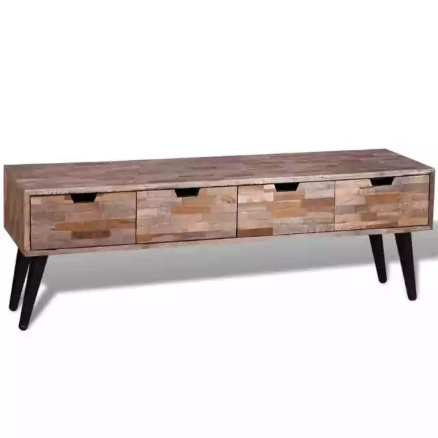 Table console TV avec 4 tiroirs Bois de teck recyclé vidaXL