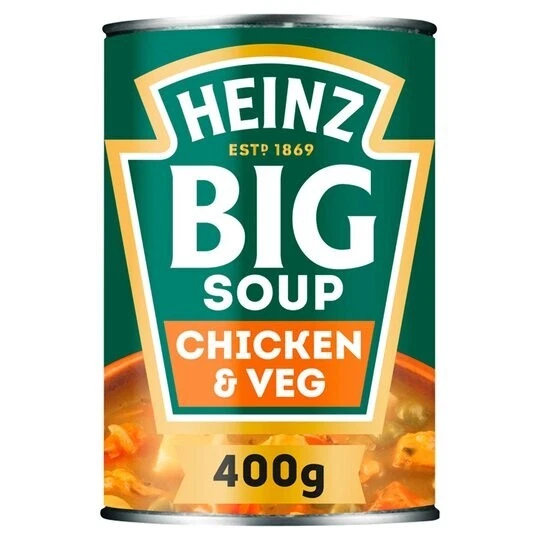 HEINZ BIG SOUP Lattine di pollo e verdura grandi 400 g x 8 lattine LUNGA DATA