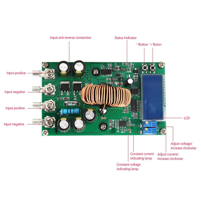 Step-Down Power Supply Module DC-DC 20A Large Power Adjustable Step-Down Module