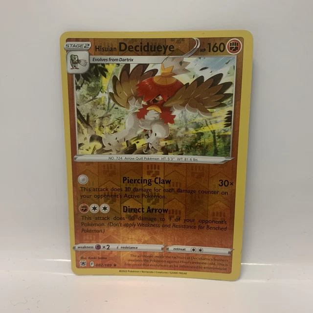 082/189 Hisuian Decidueye : Rare Reverse Holo - Pokemon TCG Card Astral Radiance