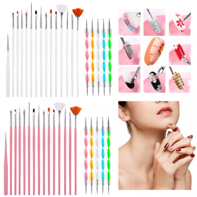 20 pcs Nail Art Gel Design Pen Painting Polish Brush Dotting Drawing Tools Set