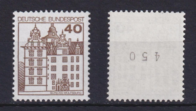 Bund 1037 RM gerade Nummer Burgen+Schlösser 40 Pf ** neue Fluoreszenz