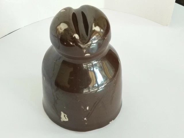 Vintage Electrical Cable INSULATOR Porcelain brown Ceramic soviet CD rare ussr
