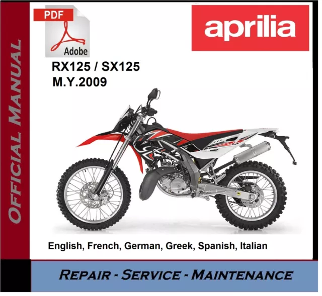 Aprilia RX125 / SX125 2009 Workshop Service Repair Manual on USB