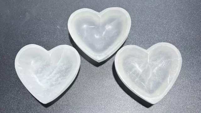 Wholesale Bulk Lot 3 Pack Of Selenite Bowls Heart Crystal Charging Cleansing