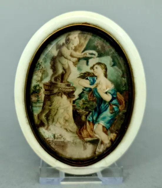 V0130 Tabatiere / Deckeldose mit Miniatur einer jungen Dame, Frankreich um 1780