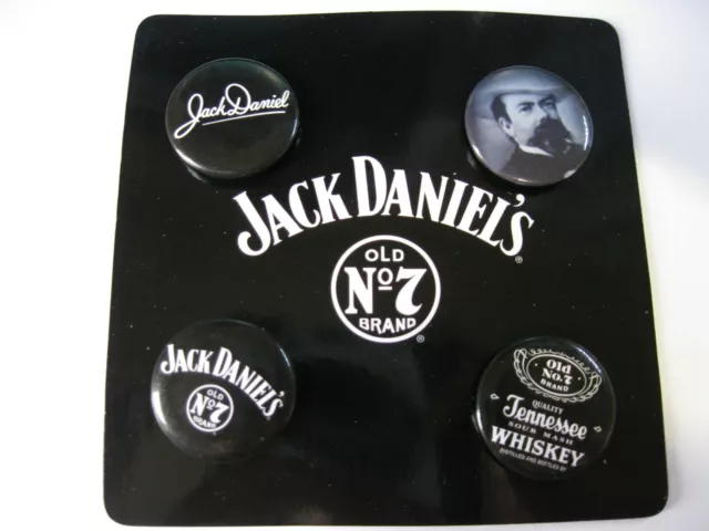 Jack Daniels Button / Pin Badge set of 4 Sealed - Home Bar / Man Cave