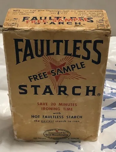 Faultless Starch Box Vintage Laundry Salesman Sample 1930s with Product Soap