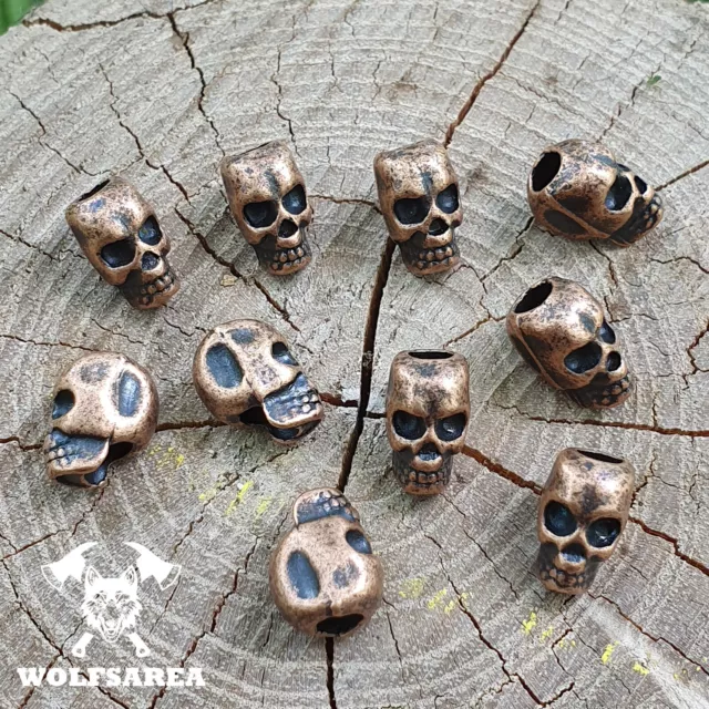 Totenkopf Großlochperlen Basteln Beads Metallperlen Paracord Skull Rotkupfer