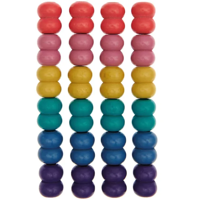 Rico Design | Makramee Perlen aus Holz | Regenbogenfarben, 17x22mm, Bohrung 10mm