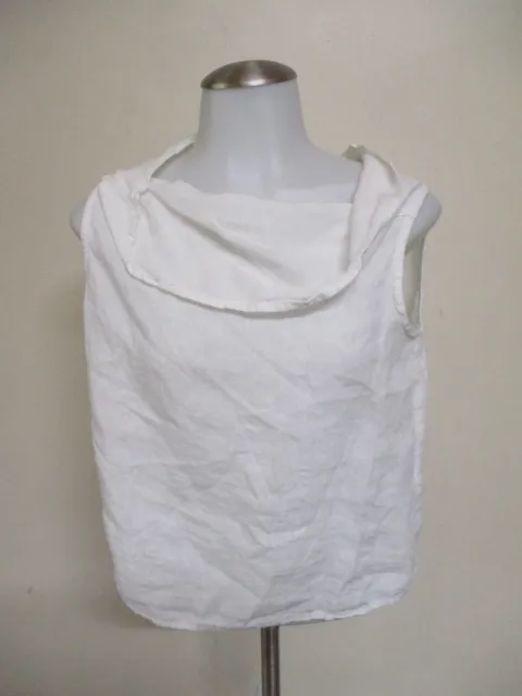 ELEMENTE CLEMENTE White linen cowl neck sleeveless shirt tank top blouse sz M