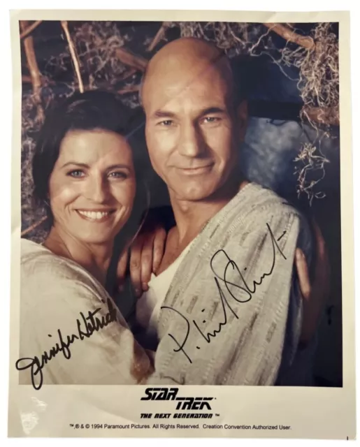 Star Trek 1994 8x10 Photograph Signed by Sir Patrick Stewart American & Jennifer