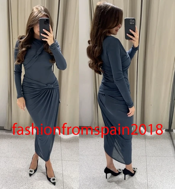 knotted asymmetric dress zw collection ZARA NEW WOMAN Midi With Knots Blue Grey 8686/244 $59.99 BABARONI Satin Ivory Wedding gothic wedding gown Color:peach SATINIRANA HALJINA S ČVOROM