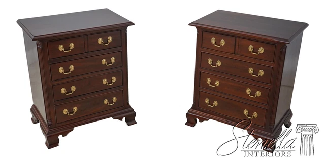 60110EC: Pair STICKLEY 4 Drawer Mahogany Chest Nightstands