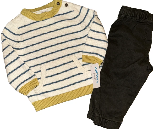 Carters Boys Sweatshirt & Pants  Size 12 M, STRIPES, Pocket, 2 Piece Set